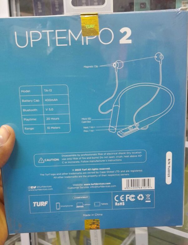 Turf Uptempo 2 Bluetooth Neck Band – Uninterrupted Sound, Extended Standby